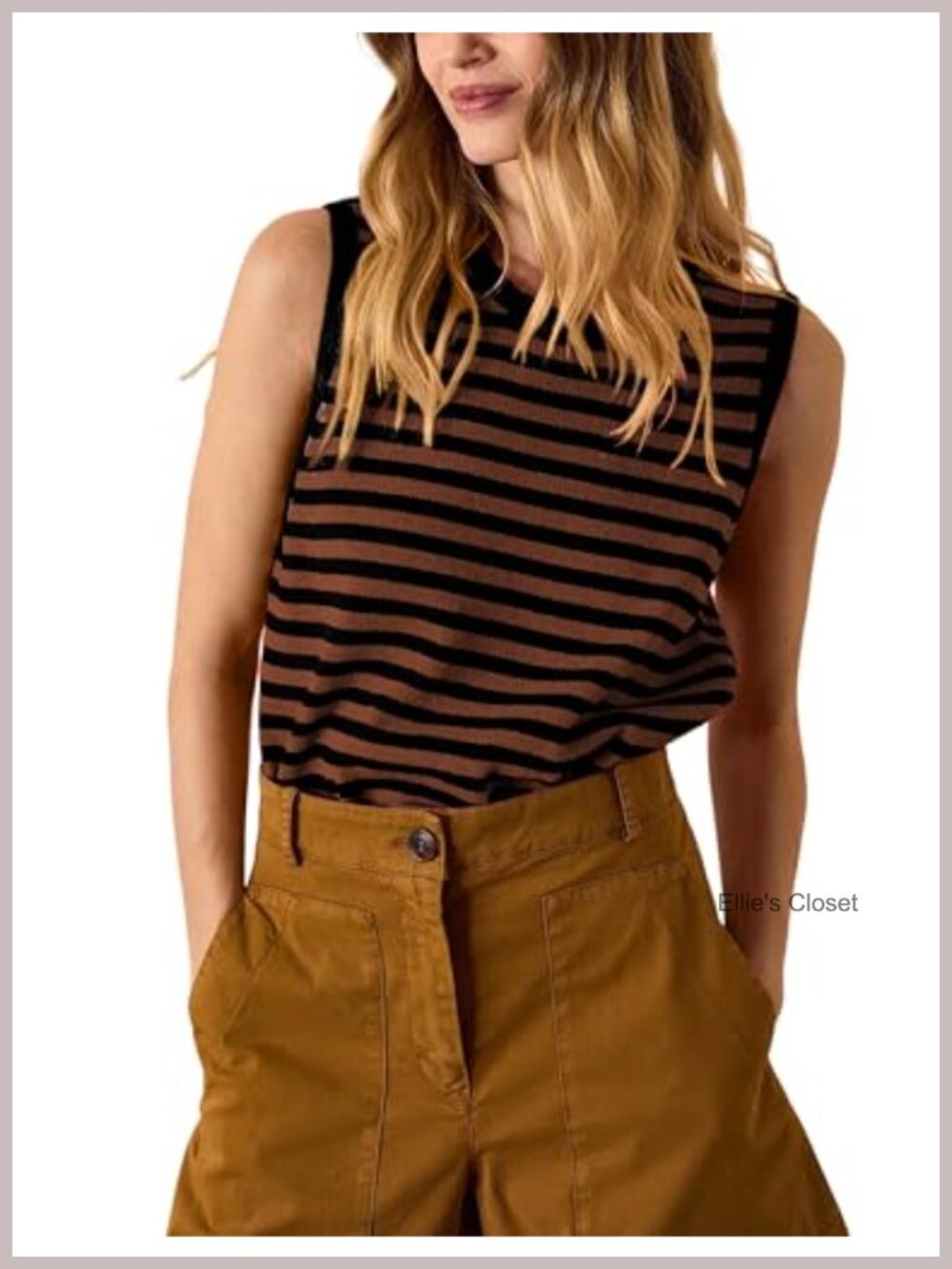 Striped Color Block Sleeveless Tank Sweater Vest Loose Fit